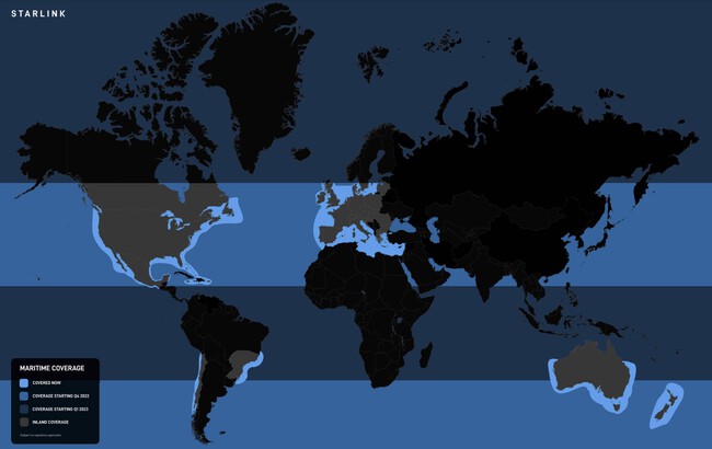 cobertura de internet starlink para barcos frente a 4g y 5g
